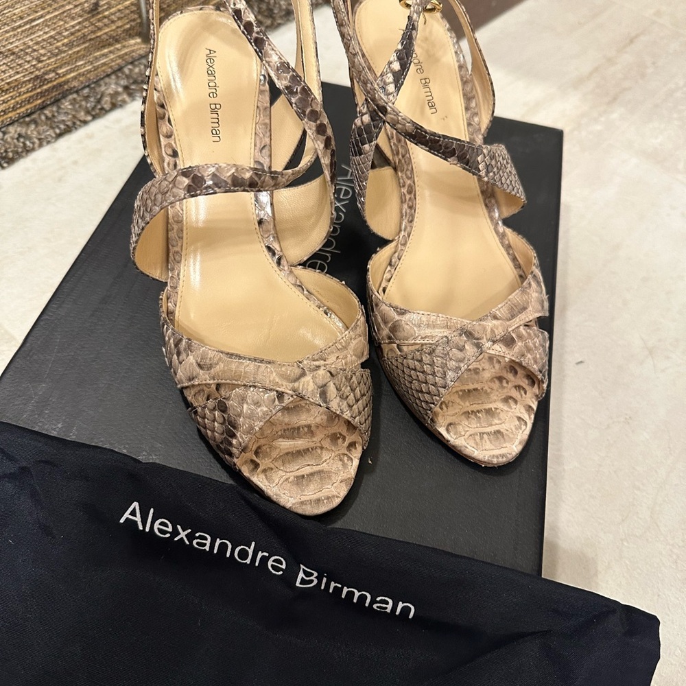 Alexandre Birman Genuine Python Wedge Sandal. Siz… - image 4